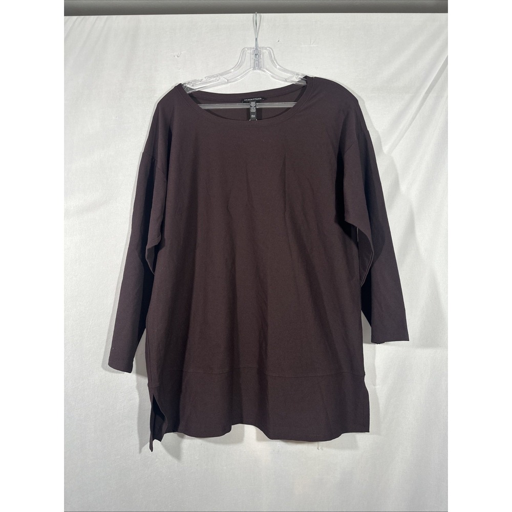 NWT $178 EILEEN FISHER [ Small ] Lightweight Stretch Crepe Tunic Top Cassis 7054